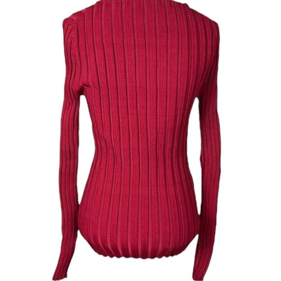 Cinq a Sept Pullover Ribbed Sweater Pomegranate Ruby Red Medium Cinq à Sept - Picture 4 of 10